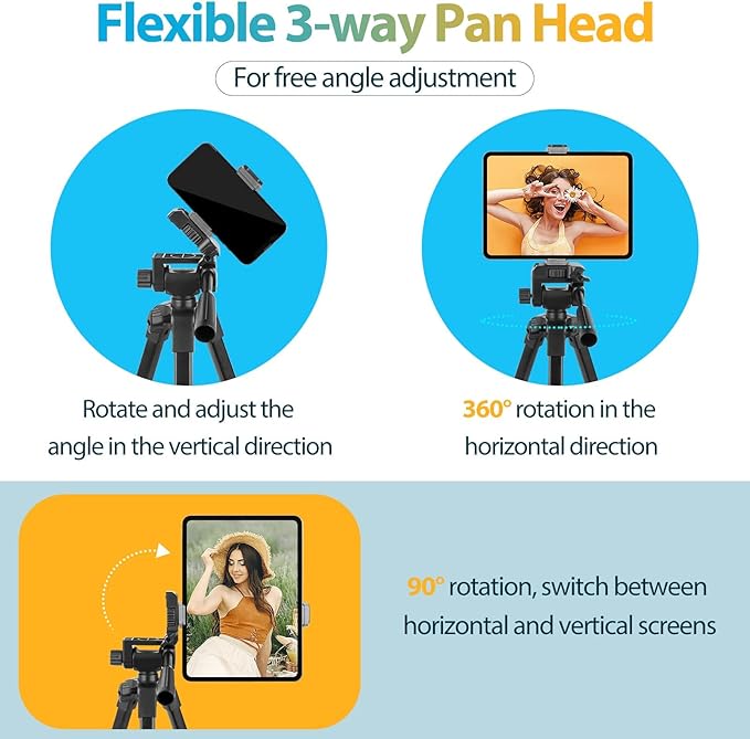 Aureday Phone Tripod Stand, 64” Extendable Cell Phone&Camera Tripod - Image 4