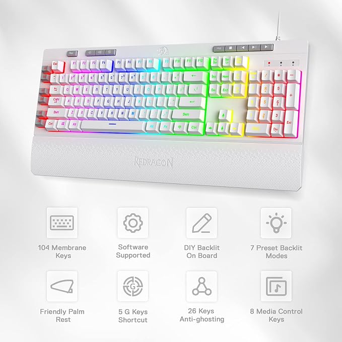 Redragon K512 Shiva RGB Backlit Membrane Gaming Keyboard - Image 2