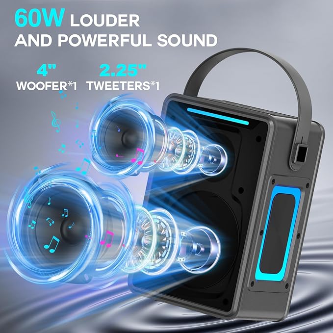 Portable Bluetooth Speaker 60W IPX6 Waterproof Wireless Speakers - Image 2