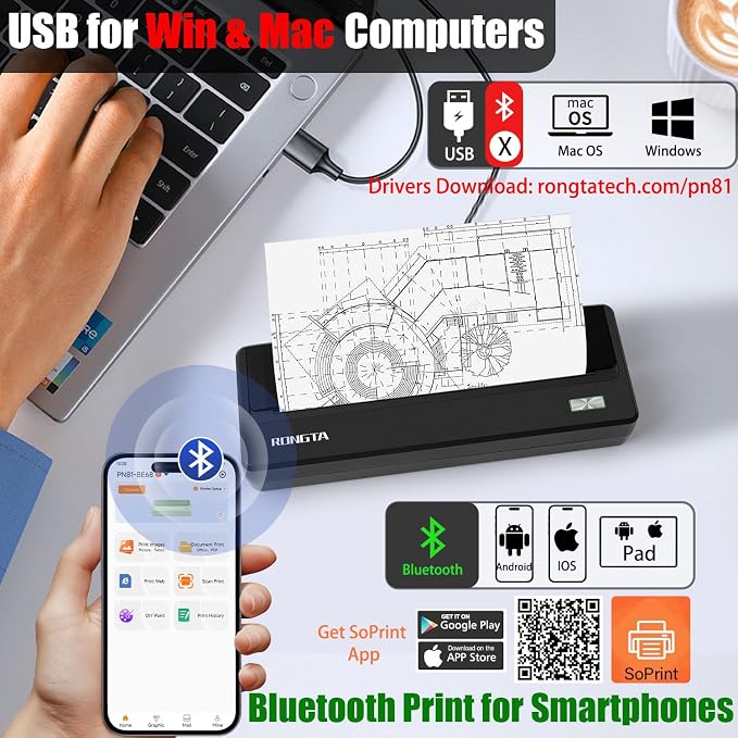 Inkless Portable Printer for Travel, Wireless Thermal Printer Support 8.5 x 11 - Image 2