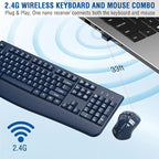 Wireless Keyboard and Mouse Combo, EDJO 2.4G Full-Sized Ergonomic Computer - Image 3