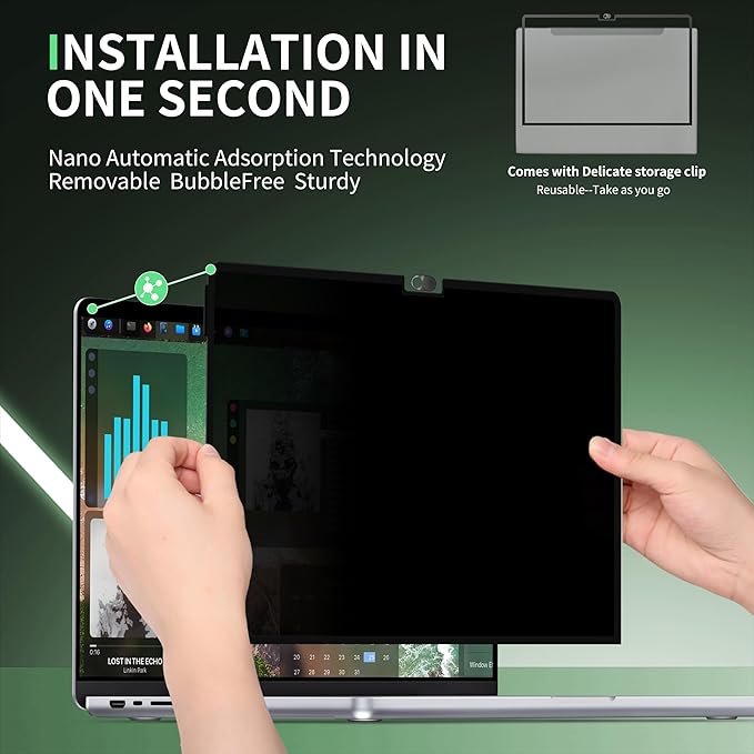 Privacy Screen for MacBook Air 13.6 Inch M2/M3/M4--A3240/A3113/A2681, Anti Blue - Image 3