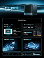MINISFORUM N5 Pro-P370 5-Bay Desktop NAS, AMD Ryzen AI 9 HX Pro 370 12C/24T Up - Image 2