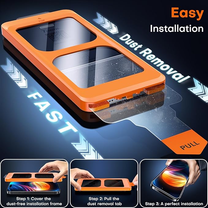 TOCOL for iPhone 16 Plus 15 Plus Privacy Screen Protector True 25°Anti Spy 9H+ - Image 3