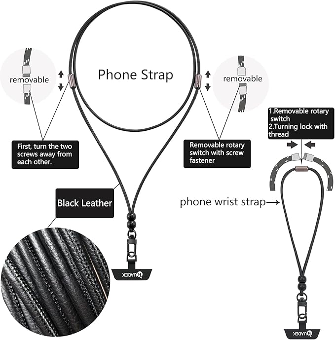 cell phone lanyard Detachable Phone Chain Strap Leather 2-in-1 Wristlet Phone - Image 3