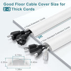 Cord Hider Floor - 3FT White Cord Cover - Image 2