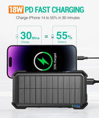 BLAVOR Solar Power Bank, PD18W QC3.0 Fast Charging 10W Wireless Charger - Image 2