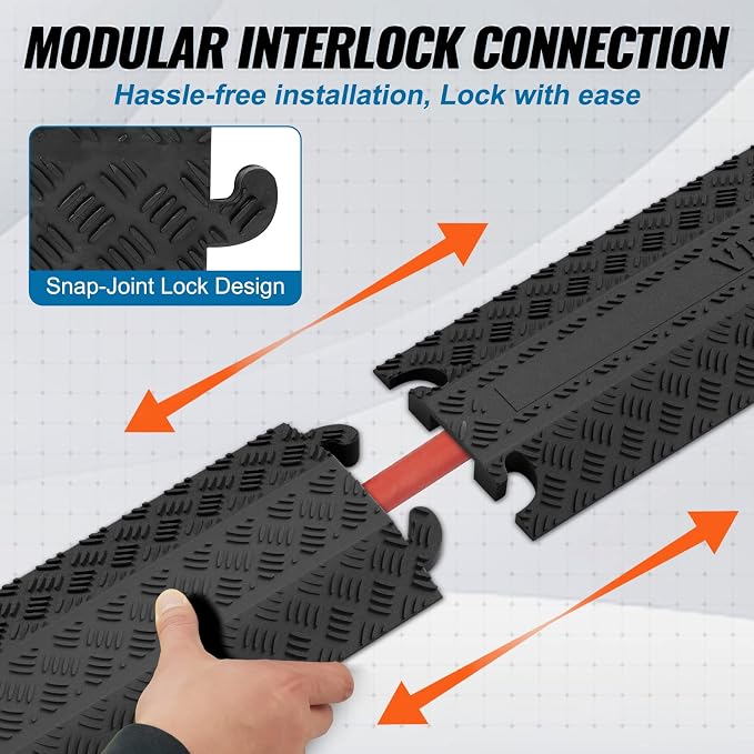 VEVOR 2 PCs Thermoplastic Rubber Drop Over Cable Cover Ramp, 000 lbs/axle Load - Image 6