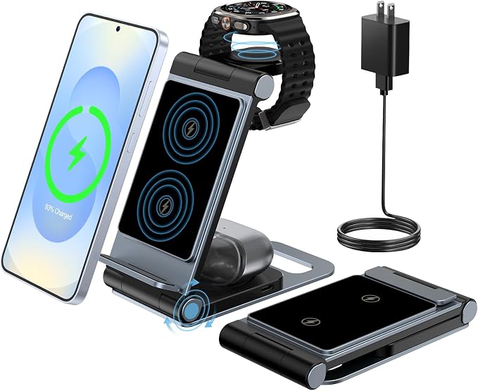 Wireless Charger for Samsung 3 In 1 Wireless Charging Station Foldable Wireless by Bolvunes