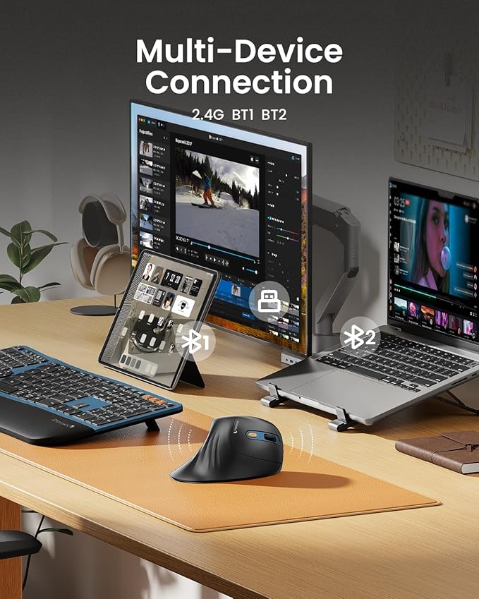 ProtoArc Ergonomic Mouse, EM11 NL Bluetooth Rechargeable Wireless Vertical Mouse - Image 3