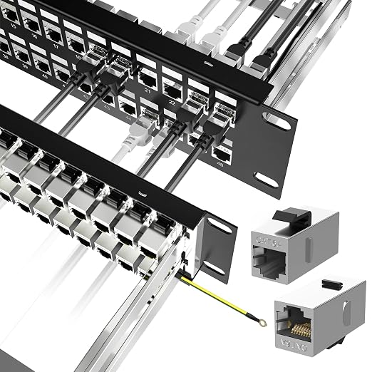 Jadaol 48 Port Shielded Patch Panel Rack or Wall Mount 19-Inch, 2U Cat6A by WespecializeinEthernetcablesandrelatedperipheralproducts