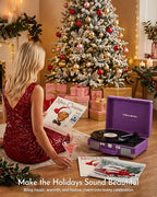 Purple Velvet Suitcase Vinyl Record Player - Image 8