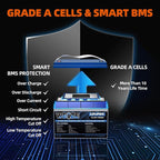 WEIZE 12V 100Ah LiFePO4 Battery Group 31 Lithium Battery, Built-in 100A BMS - Image 3