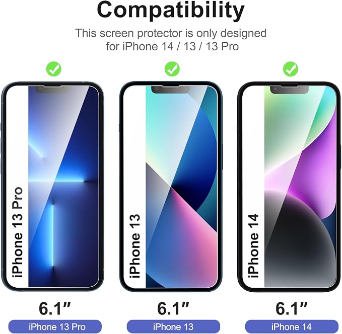 NEW'C 3 Pack Designed for iPhone 14, iPhone 13, iPhone 13 Pro Screen Protector - Image 2