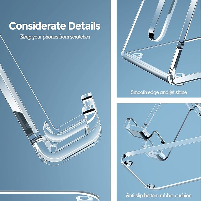 CreaDream Acrylic Cell Phone Stand, 5mm Thicker Clear Cell Phone Holder - Image 6