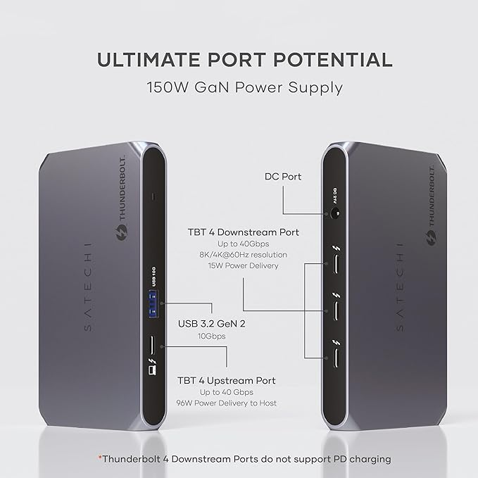 Satechi Thunderbolt 4 Dock Slim Hub Pro, USB C 100W Charging, Single 8K or Dual - Image 2