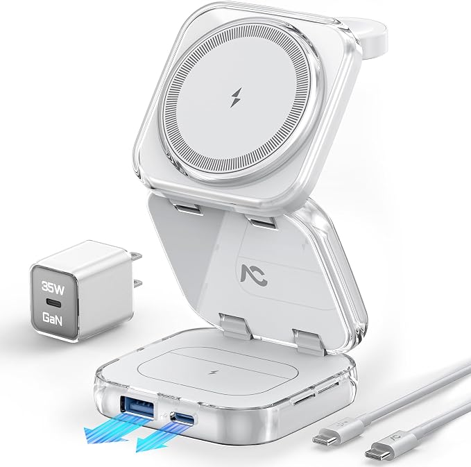 5-in-1 Wireless Charger for MagSafe, AC ISLAND Portable Travel Charging Station by ACISLANDDirect