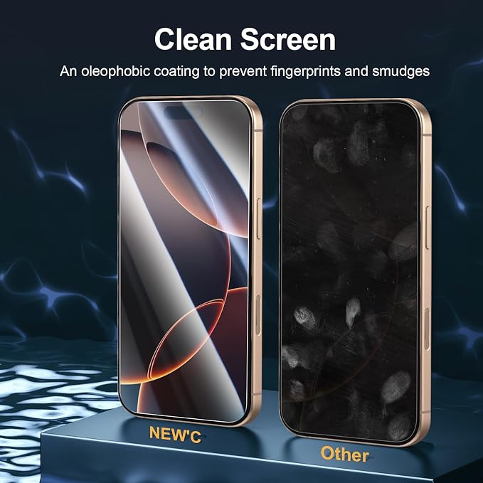 NEW'C 3 Pack Designed for iPhone 16 Pro Screen Protector, Enhanced Tempered - Image 5