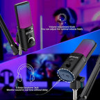 FDUCE Gaming USB Microphone, RGB Condenser mic - Image 3