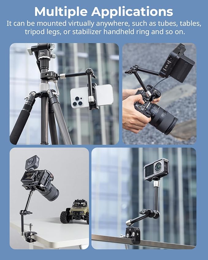 SMALLRIG Clamp w/ 1/4" and 3/8" Thread Holes, 9.8 Inches Adjustable Friction - Image 6