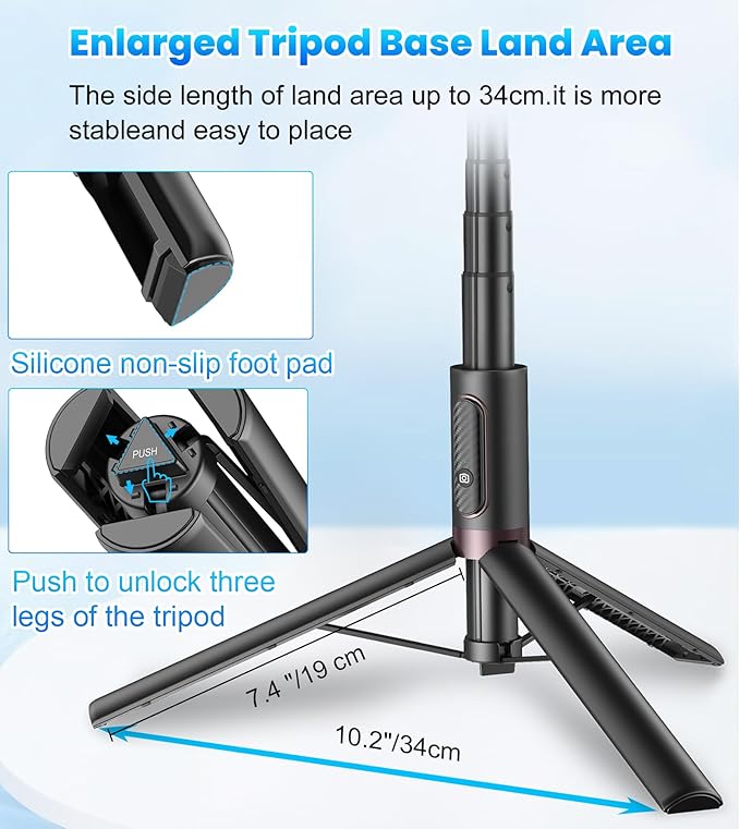 TONEOF 67" Cell Phone Selfie Stick Tripod, Smartphone Stand All-in-1 - Image 4