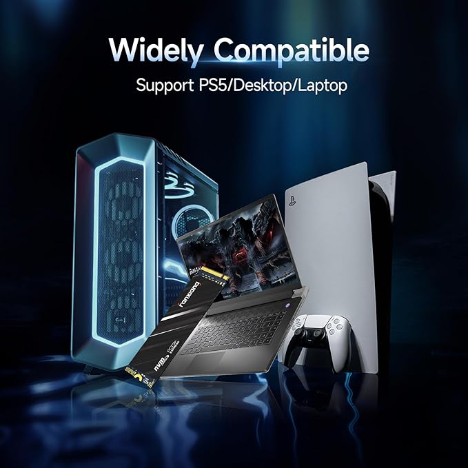 2TB NVMe SSD PCIe Gen4 M.2 SSD for PS5, Internal Gaming 3D NAND SLC Cache Solid - Image 2