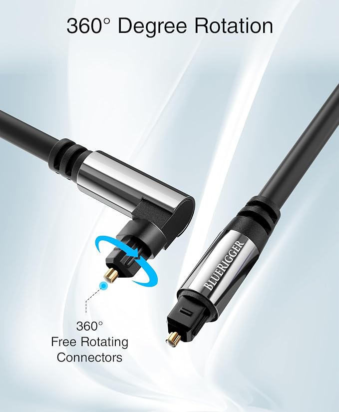 BlueRigger Optical Audio Toslink Cable - 10FT - Fiber Optic Compatible - Image 2