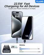 Portable Charger, 42800mAh Power Bank Built-in Cable, 22.5W PD USB C in & Out - Image 2
