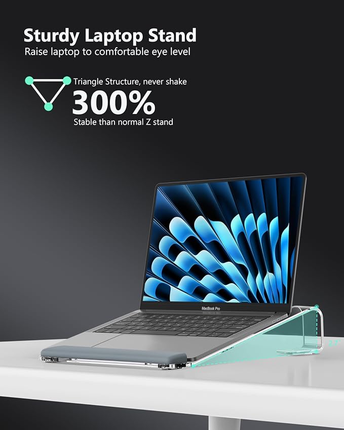 Clear Acrylic Laptop Stand for Desk, - Image 3