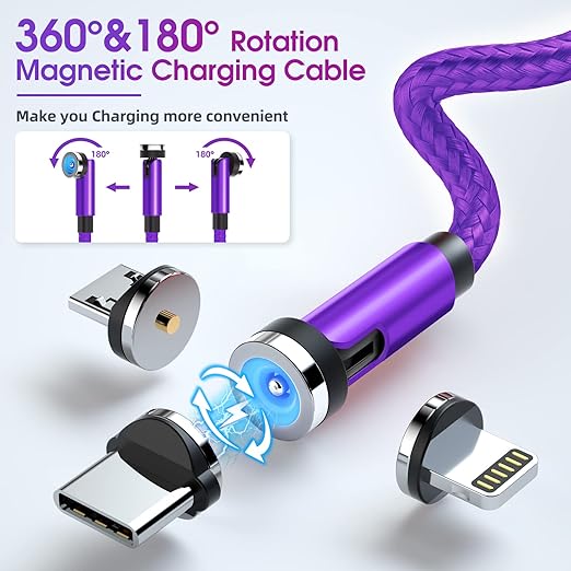 Magnetic Charging Cable 540° Rotating Magnetic Phone Charger 3 in 1 Magnetic - Image 2