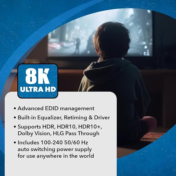 OREI 8K HDMI Splitter 1 in 4 Out, 1 x 4 Duplicate/Mirro Screen - Image 4