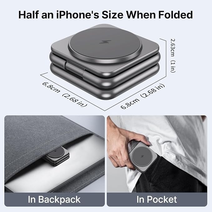 3 in 1 Charging Station for Apple Multiple Devices, Zinc Alloy Foldable Travel - Image 5