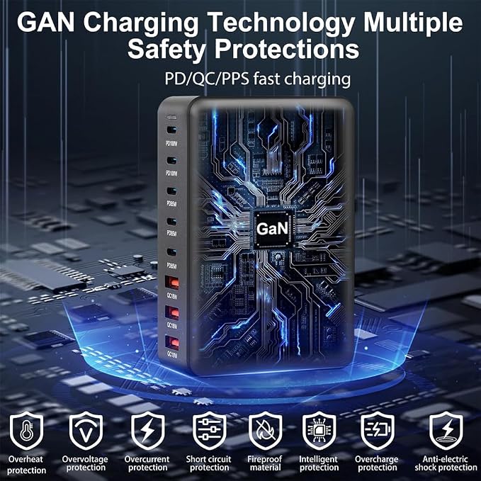 440W USB C Fast Charger Block, 8 Port Charging Station, GaN Ⅲ Multi Port - Image 5