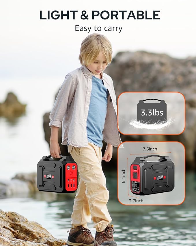 Apowking Portable Power Station Bank 146Wh 200W Peak, Solar Powered Power Bank - Image 6
