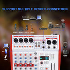 MW-6 6 Channel Professional DJ Audio Mixer, Portable Controller Mixer - Image 2