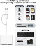 SD Card Reader for iPhone iPad Built-in Lightening & USB-C Dual Connectors Card - Image 2