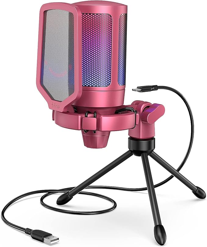 FIFINE AmpliGame PC Gaming Streaming USB Microphone, RGB Desktop Microphone by FIFINE