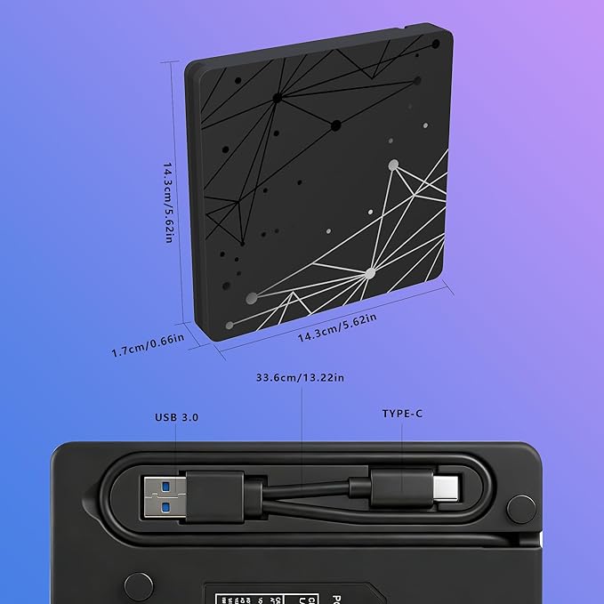 External CD/DVD Drive for Laptop, Ultra-Thin USB Disk Drive, DVD Player for - Image 5