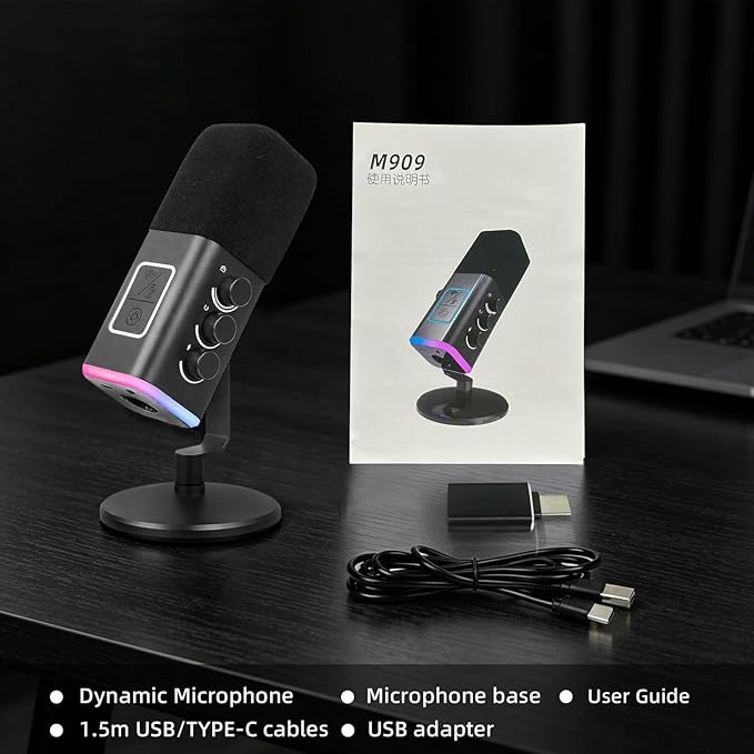 VCOM XLR/USB Gaming Microphone for PC, Dynamic Computer Mic for Streaming - Image 8