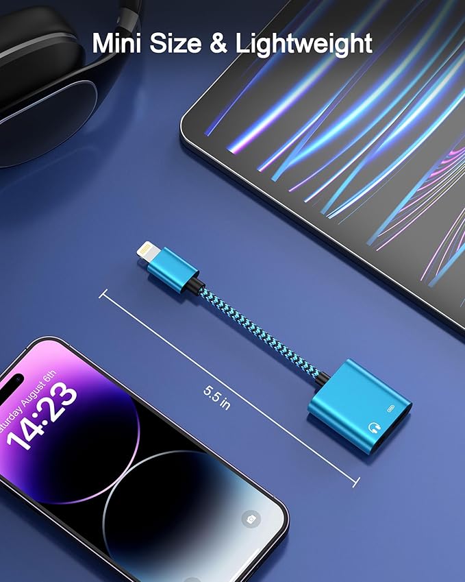 iPhone Headphone Adapter with Charge 2-in-1 Lightning to 3.5mm Female Aux Audio - Image 4