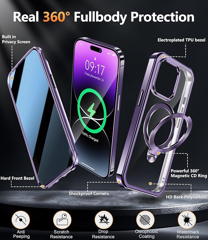 Magnetic Case for iPhone 14 Pro MaxMil-Grade Shockproof Full body Anti-Spy - Image 7