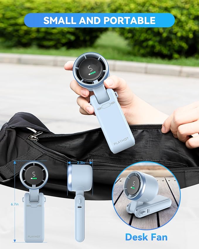 Portable Handheld Turbo Fan, 5-Speed Personal Fans, 5000mAh Rechargeable Fans - Image 5