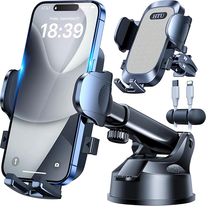 HTU 2025 Upgraded Car Phone Holder 【Safety Certs & No Smell】 Cell Phone Holder by HTU15yearsincarmounts