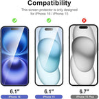 NEW'C 3 Pack Designed for iPhone 16, iPhone 15 Screen Protector, Enhanced - Image 2
