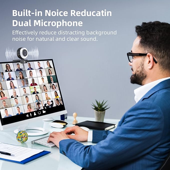 Streaming Webcam with Adjustable Ring Light, Full HD 1080P Webcam with Dual - Image 6