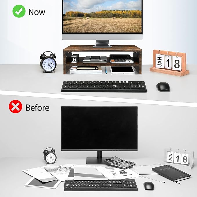 Zimilar Monitor Stand Riser, 2 Tiers Laptop Computer Monitor Riser - Image 5
