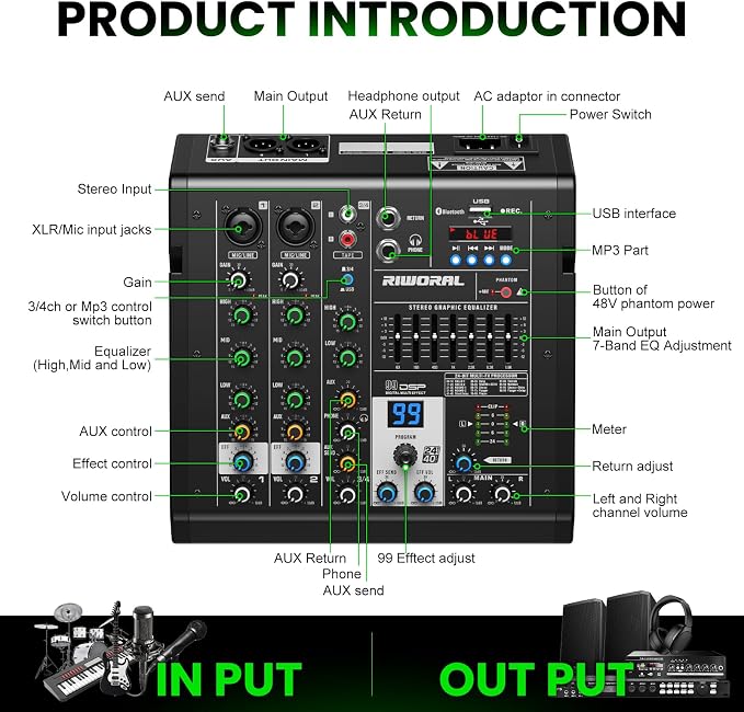 4 Channel Audio Interface DJ Mixer - Image 2