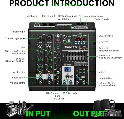 4 Channel Audio Interface DJ Mixer - Image 2