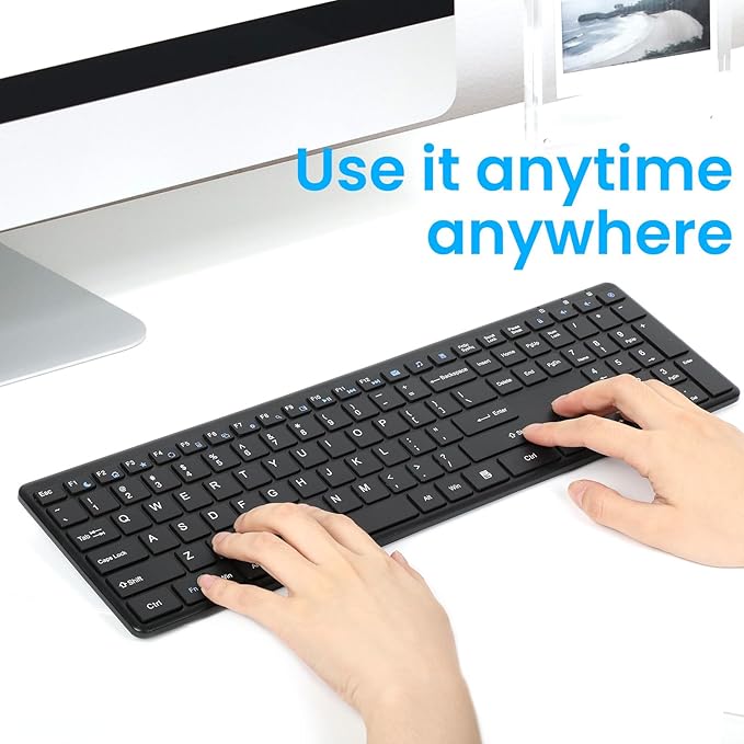 Wireless Keyboard-2.4G Ultra Slim Quiet Full Size Matte USB PC Computer Keyboard - Image 8