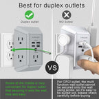USB Wall Charger, Surge Protector, QINLIANF 5 Outlet Extender - Image 5